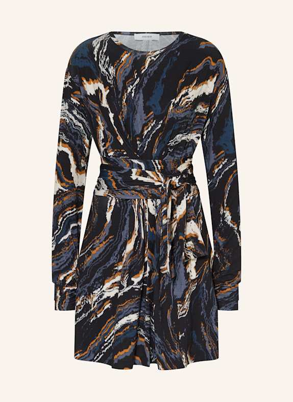 REISS Kleid JASMINE in Wickeloptik SCHWARZ/ ECRU/ COGNAC
