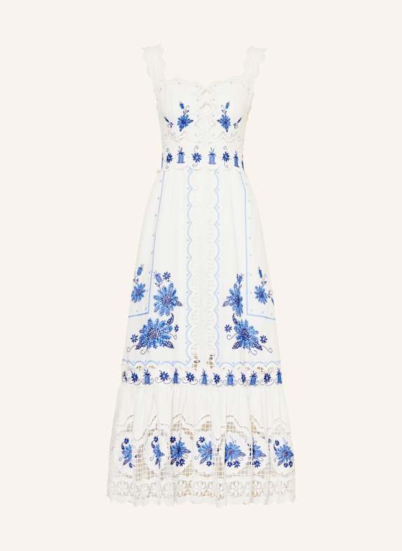 FARM RIO Kleid mit Leinen CREME/ BLAU