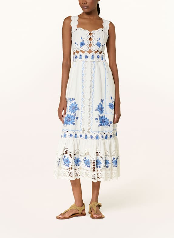 FARM RIO Dress with linen CREAM/ BLUE