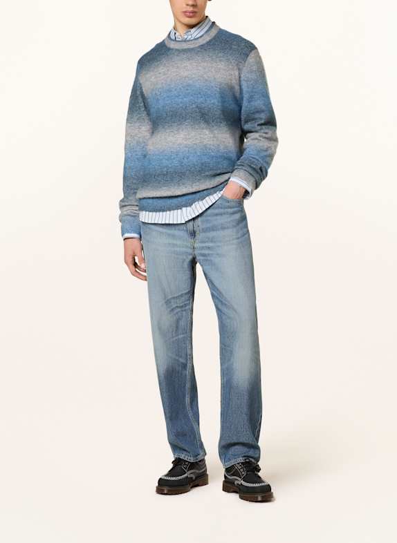 SAMSØE  SAMSØE AIDEN sweater med alpaka GRÅ / BLÅ / MØRKEBLÅ