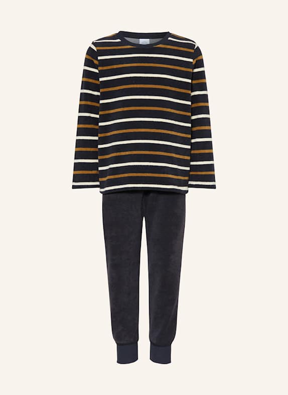 Sanetta Schlafanzug aus Frottee DUNKELBLAU/ WEISS/ HELLBRAUN