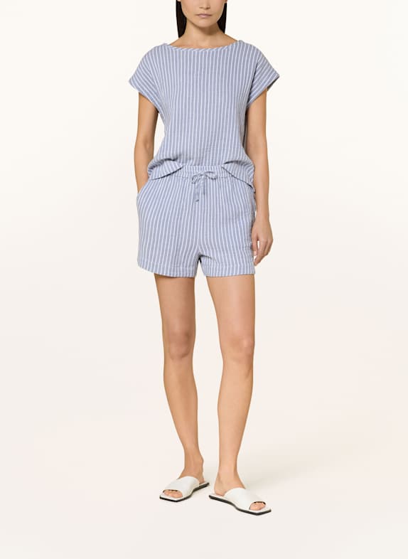 Juvia T-Shirt TARA aus Musselin BLAUGRAU / WEISS