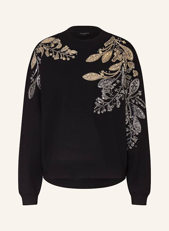 TED BAKER ROSMRRY sweater with gemstones and sequins BLACK