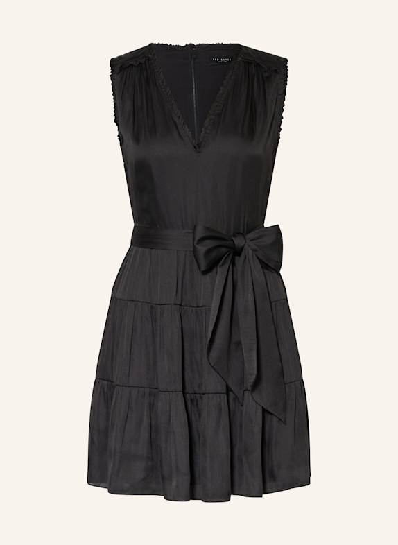 TED BAKER Satinkleid OTIANA mit Rüschen SCHWARZ