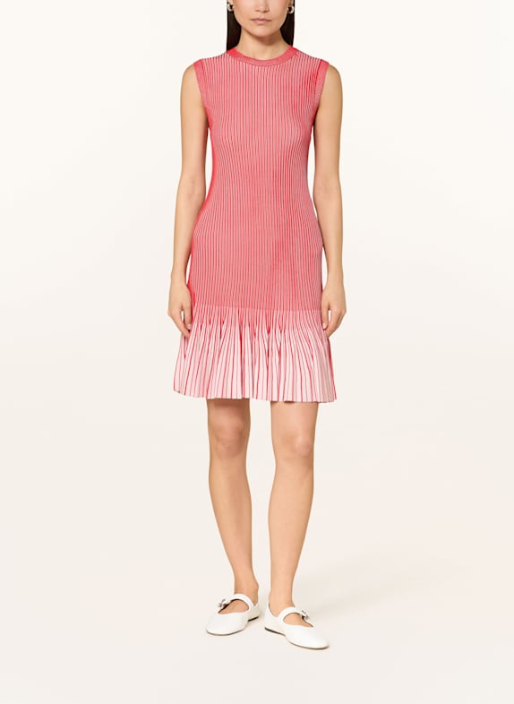 TED BAKER Strickkleid LILYO mit Plissees ROT/ WEISS