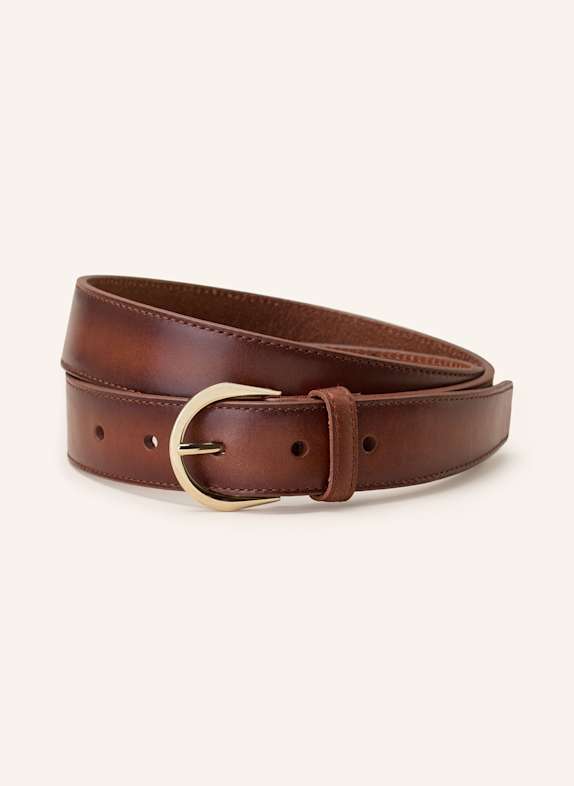 SAINT LAURENT Pasek skórzany BRĄZOWY