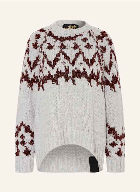 yippie hippie Faux fur coat LIGHT GRAY/ DARK RED