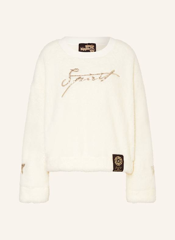 yippie hippie Teddy fleece sweatshirt with sequins WHITE