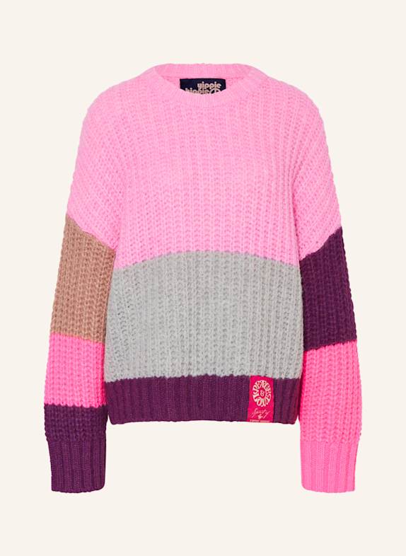 yippie hippie Oversized sweater PINK/ GRAY/ PINK