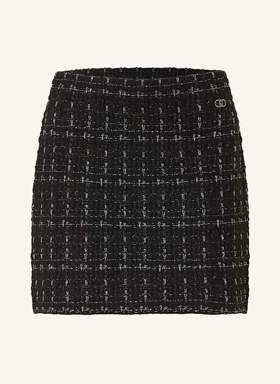 LIU JO Tweed skirt with glitter thread BLACK/ SILVER