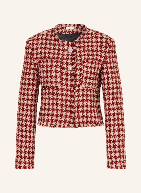 LIU JO Tweed-Jacke mit Glitzergarn BEIGE / DUNKELROT