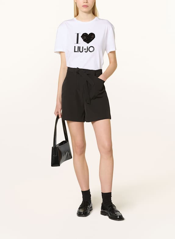 LIU JO T-shirt met pailletten WIT / ZWART
