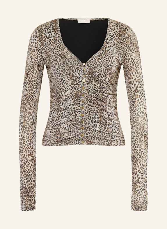 LIU JO Shirt blouse with sequins BEIGE/ BROWN/ DARK BROWN