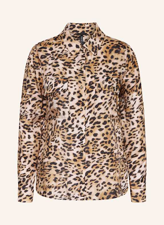 GUESS ENORA satin shirt blouse LIGHT GRAY/ BROWN/ BLACK