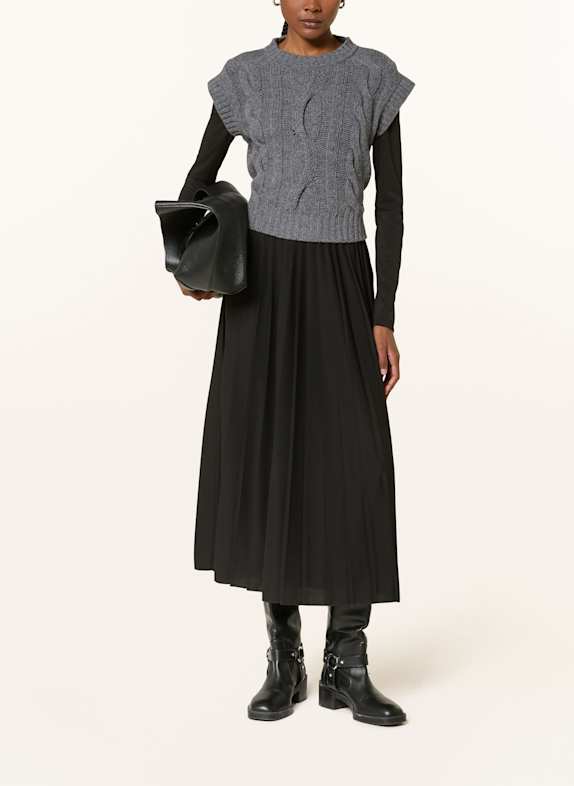 WEEKEND Max Mara Set EBRO: Plisseekleid und Pullunder SCHWARZ/ GRAU