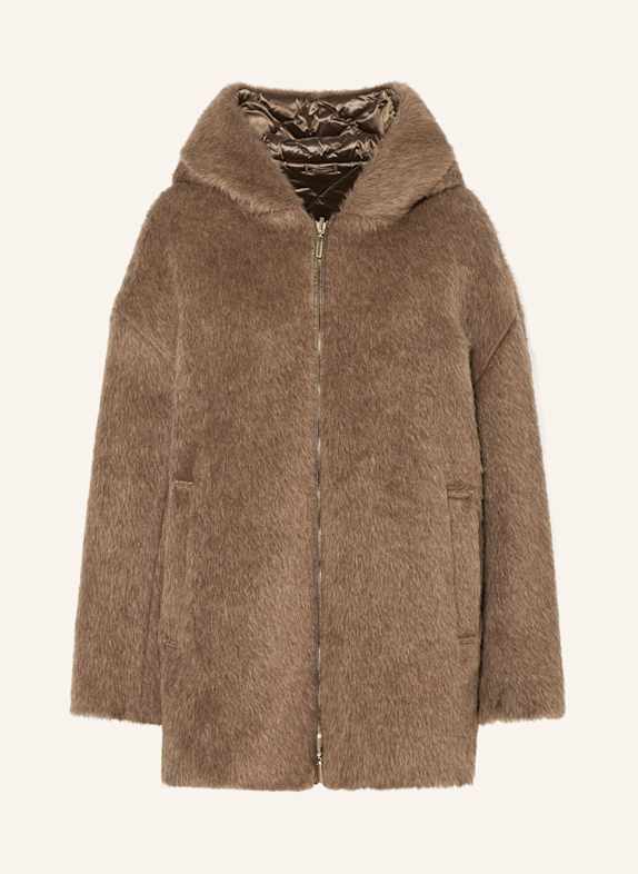 Max Mara The Cube Daunenmantel SPACEFE zum Wenden mit Alpaka und Kunstfell BRAUN