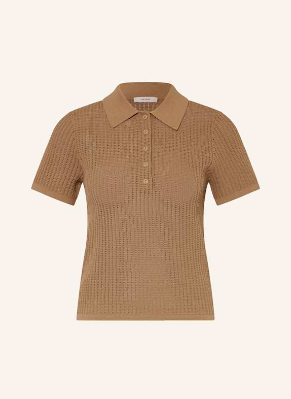 REISS Strick-Poloshirt BRAUN