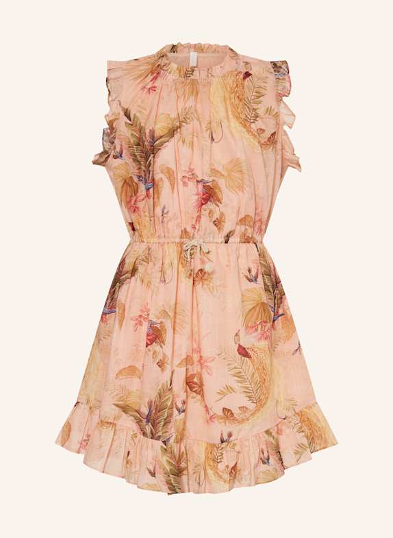 ZIMMERMANN Kleid mit Rüschen ROSA/ GRÜN/ ROT