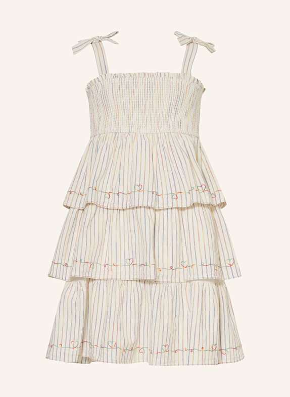 ZIMMERMANN Cold-Shoulder-Kleid mit Volants CREME/ BLAU/ ROT