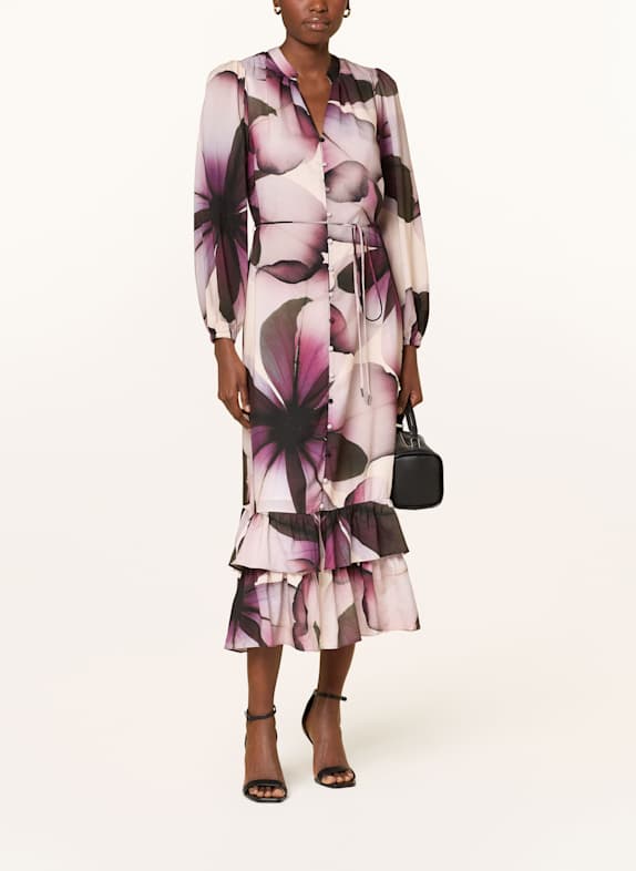Phase Eight Kleid CLARRA mit Volants CREME/ HELLLILA/ DUNKELLILA