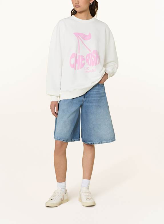 OH APRIL Sweat-shirt OV BLANC / ROSE FUCHSIA