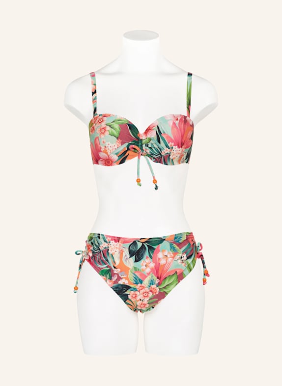 MARIE JO Bikini taille haute NORMA JEANNE avec perles décoratives ORANGE / VERT / ROSE FUCHSIA