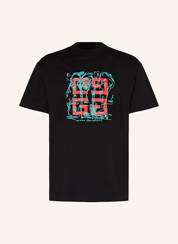 GIVENCHY T-Shirt SCHWARZ/ ROT/ TÜRKIS