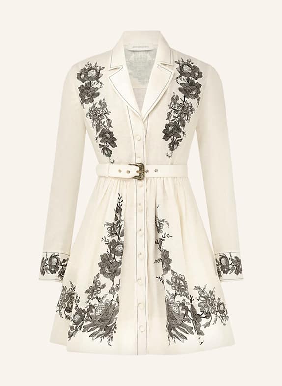 ZIMMERMANN Leinenkleid CREME/ SCHWARZ