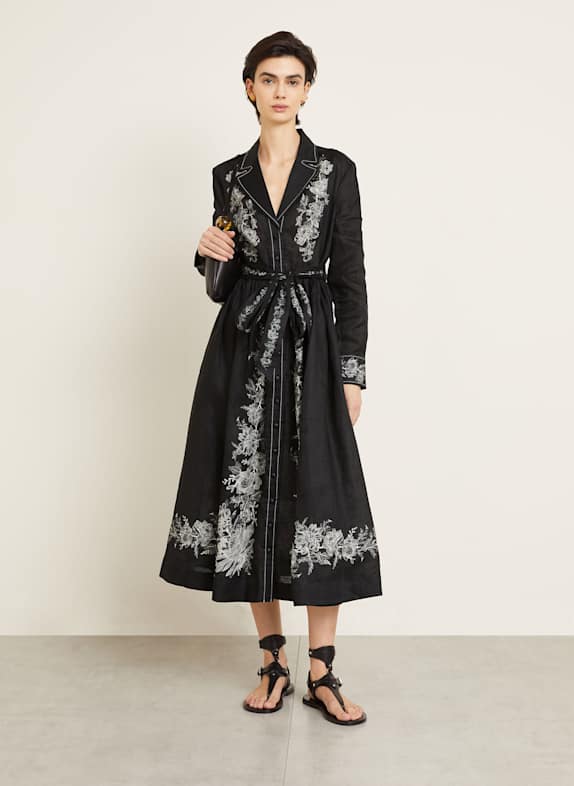 ZIMMERMANN Linen dress BLACK/ WHITE