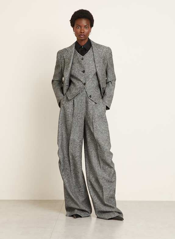 Max Mara Marlenehose SIMONE mit Seide SCHWARZ / WEISS