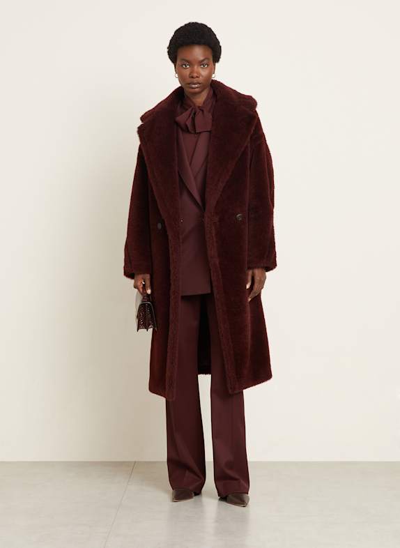 Max Mara Teddyfell-Mantel TEDGIRL mit Alpaka DUNKELROT