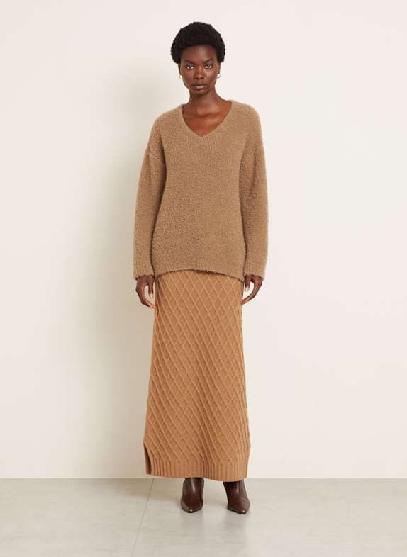 Max Mara Kamelhaar-Pullover PANTERA aus Bouclé CAMEL