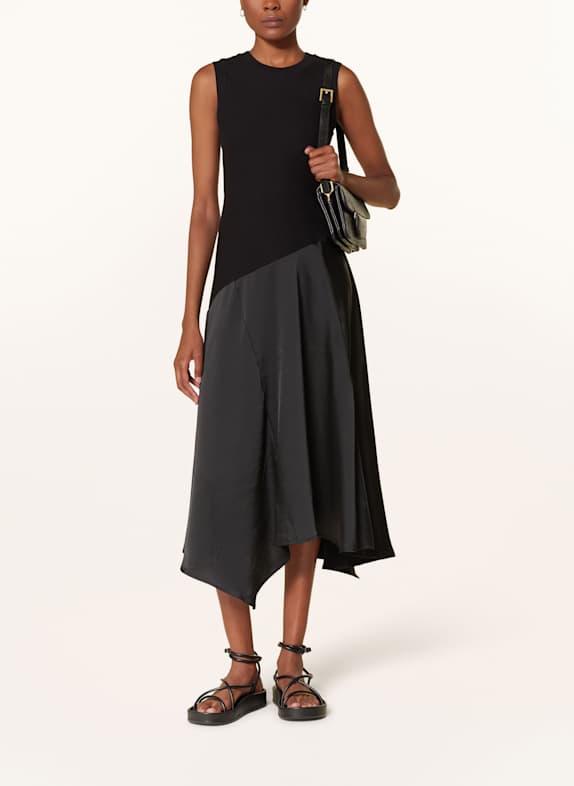 ALLSAINTS Kleid PIA im Materialmix SCHWARZ