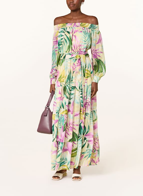 GUESS Off-Shoulder-Kleid JOSEE GRÜN/ FUCHSIA/ HELLGELB