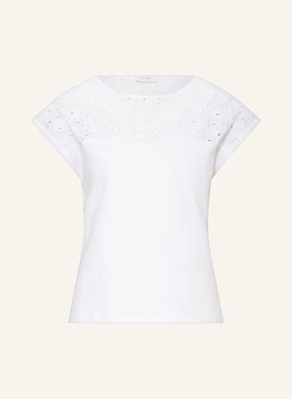 HOBBS T-Shirt THEA mit Lochspitze WEISS