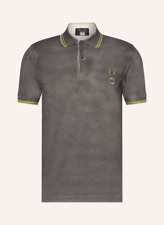FRED PERRY Piqué-Poloshirt Regular Fit DUNKELGRAU/ NEONGRÜN