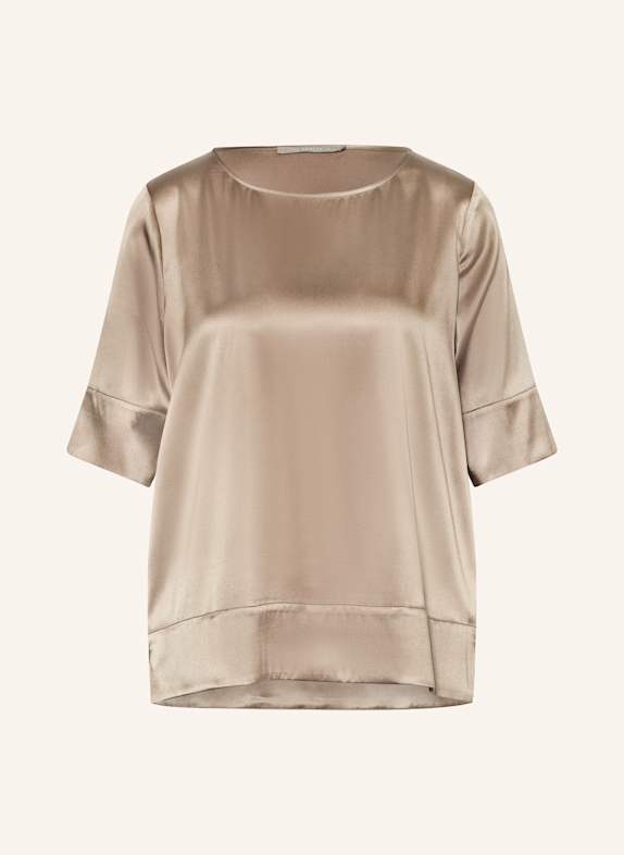 (THE MERCER) N.Y. Blusenshirt aus Seide mit 3/4-Arm TAUPE