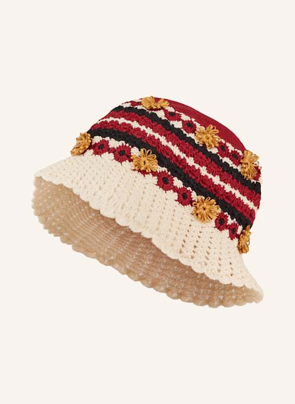 CLAUDIE PIERLOT Bucket-Hat DUNKELROT/ ECRU/ COGNAC