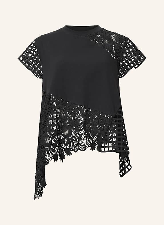 ALLSAINTS T-shirt ZALA z dziurkowaną koronką CZARNY