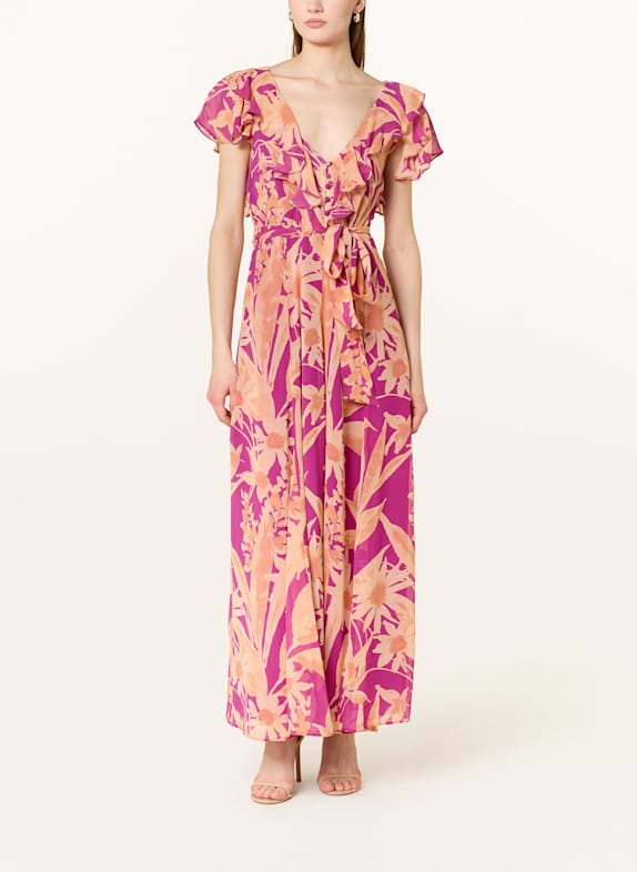 Phase Eight DINARA dress with frills FUCHSIA / LIGHT ORANGE / SALMON
