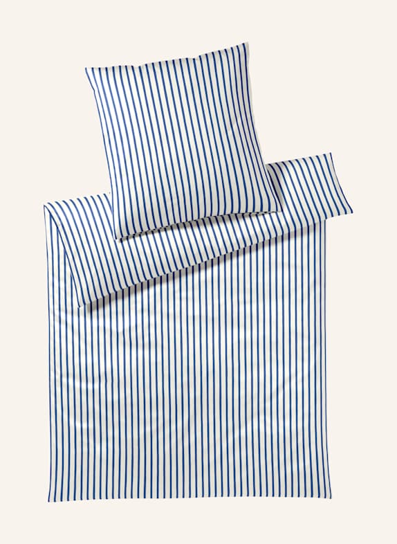 elegante Bettwäsche DOUBLE BLAU/ WEISS