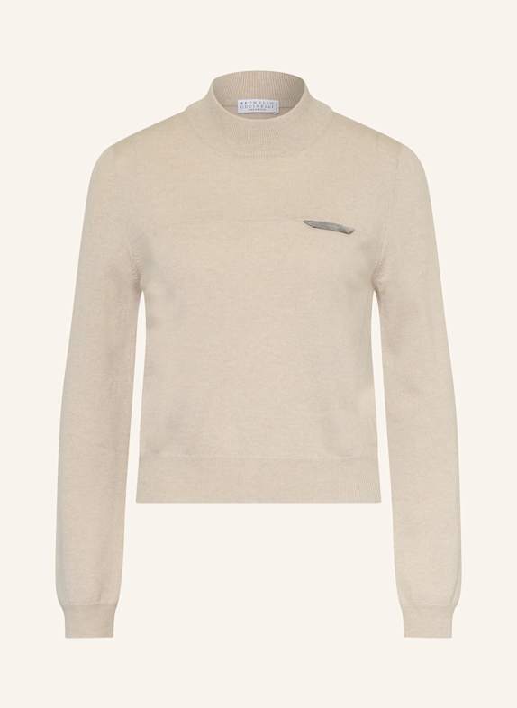 BRUNELLO CUCINELLI Cashmere-Pullover COLLO ALTO HELLBRAUN