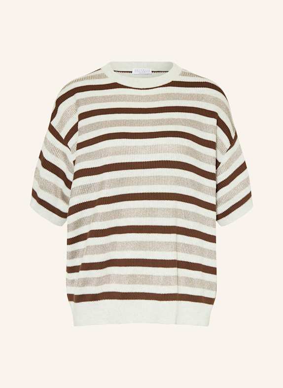 BRUNELLO CUCINELLI Strickshirt mit Glitzergarn CREME/ BRAUN
