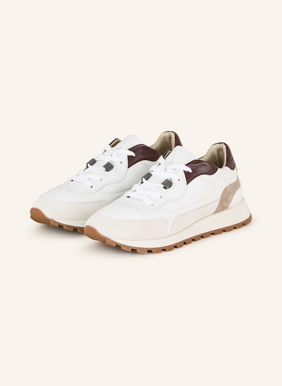 BRUNELLO CUCINELLI Sneaker mit Schmuckperlen WEISS/ CREME/ DUNKELBRAUN
