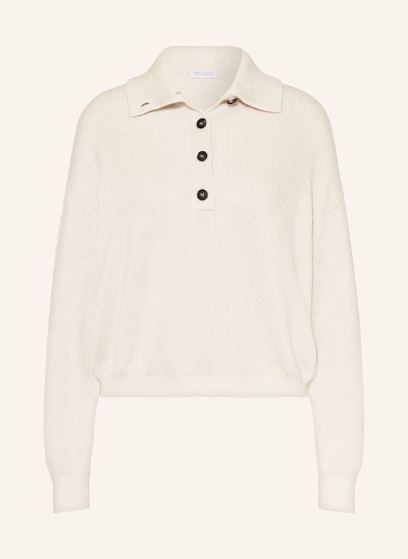 BRUNELLO CUCINELLI Pullover COLLO ALTO mit Glitzergarn CREME