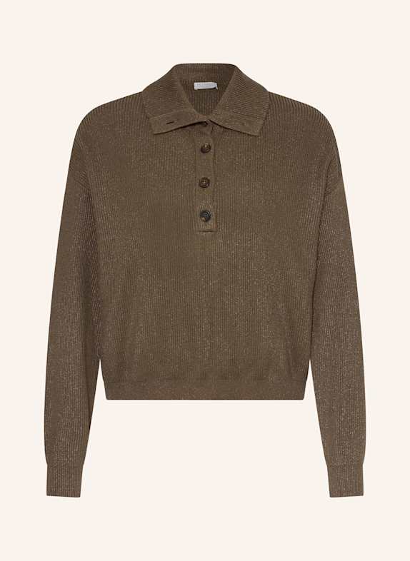 BRUNELLO CUCINELLI Pullover COLLO ALTO mit Glitzergarn DUNKELBRAUN