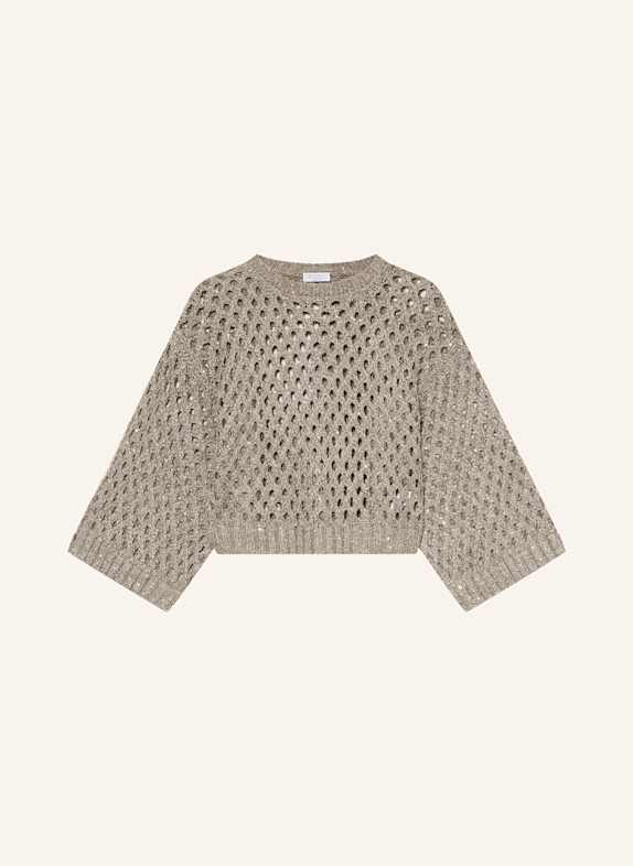 BRUNELLO CUCINELLI Pullover mit Seide und Leinen BRAUN