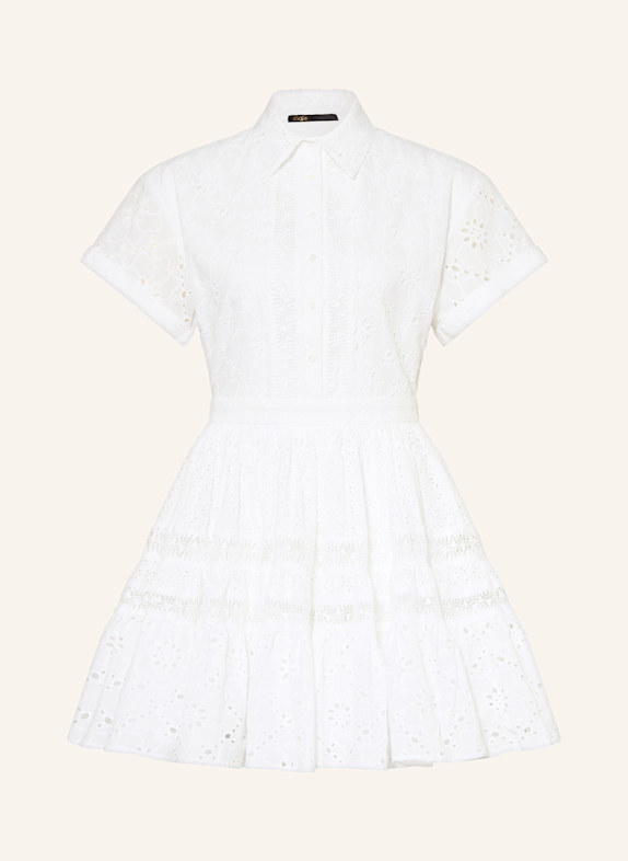 maje Hemdblusenkleid aus Lochspitze WEISS