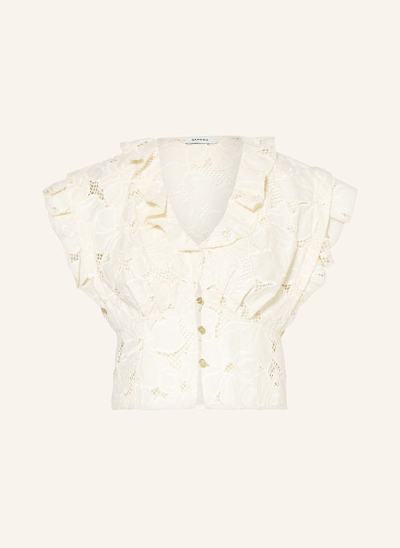 SANDRO Bluse aus Spitze mit Volants ECRU