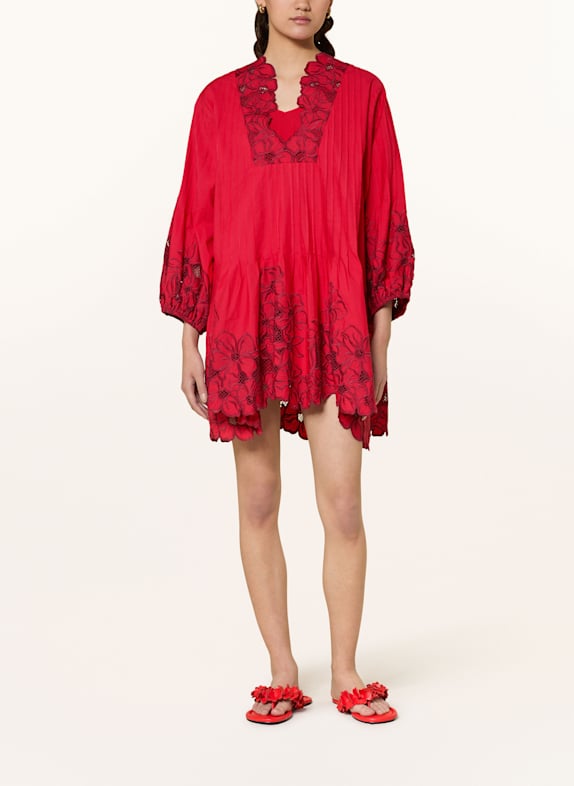 SANDRO Kleid mit Lochspitze ROT